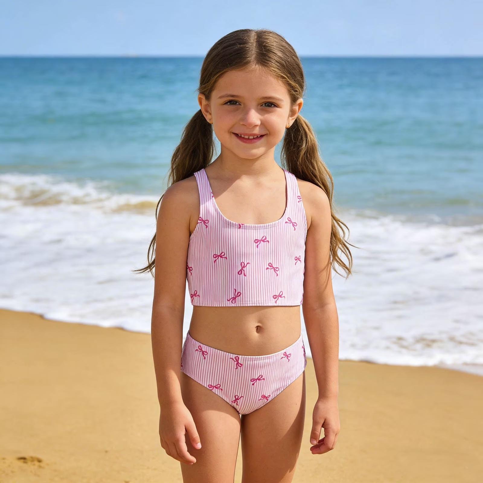 Meiteņu krāsu bloku bikini komplekts -