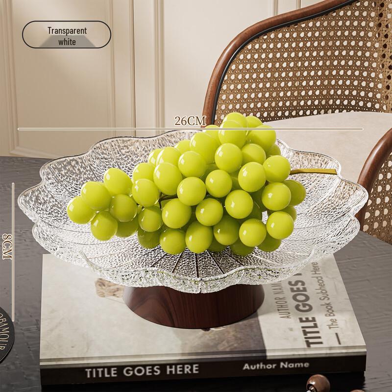 ZISIZ Wood Grain Lotus Leaf High-Footed Fruit Plate Set