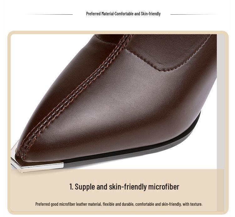 2025 Trendy Pointed Toe Chunky Heel Ankle Boots for Women - High-End Petite French Style