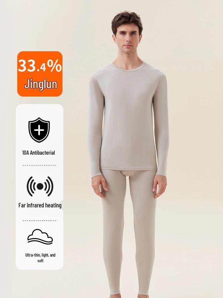 Men's Ultrathin Thermal Base Layer Set - Invisible Autumn/Winter Bottoming Pants & Top.