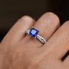 Huitan Princess Blue Cubic Zirconia  Color Rings for Women Luxury Trendy Wedding Band Accessories Temperament Lady Jewelry