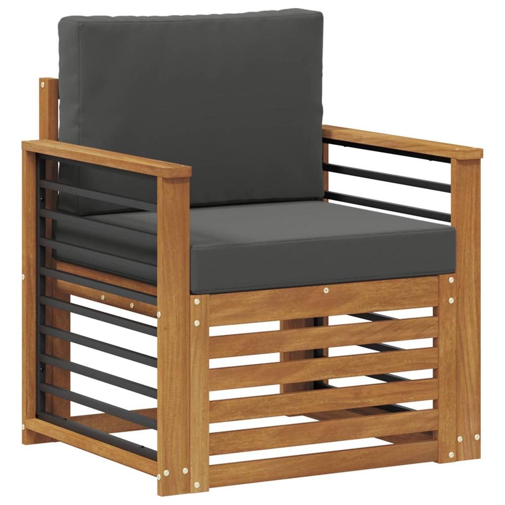 Outdoor Sofa Set Solid Acacia Wood and Polyester