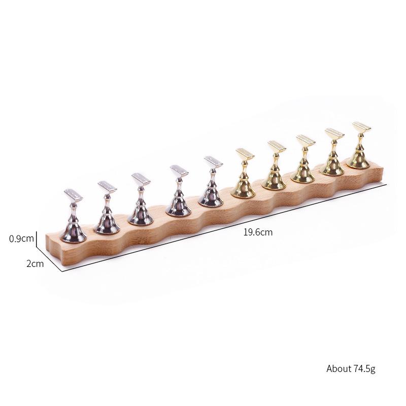 Solid Wood Magnetic Nail Art Holder for Beginners and Artists