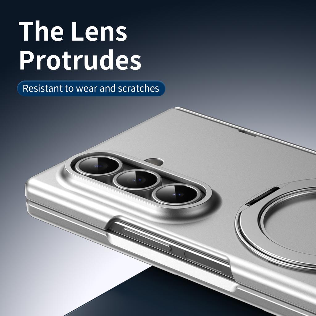 For Samsung Galaxy Z Fold 7 6 5 4 3 5G 360° Magnetic Bracket Phone Case with Screen Glass Film S Pen Slot Hinge Shockproof Cover