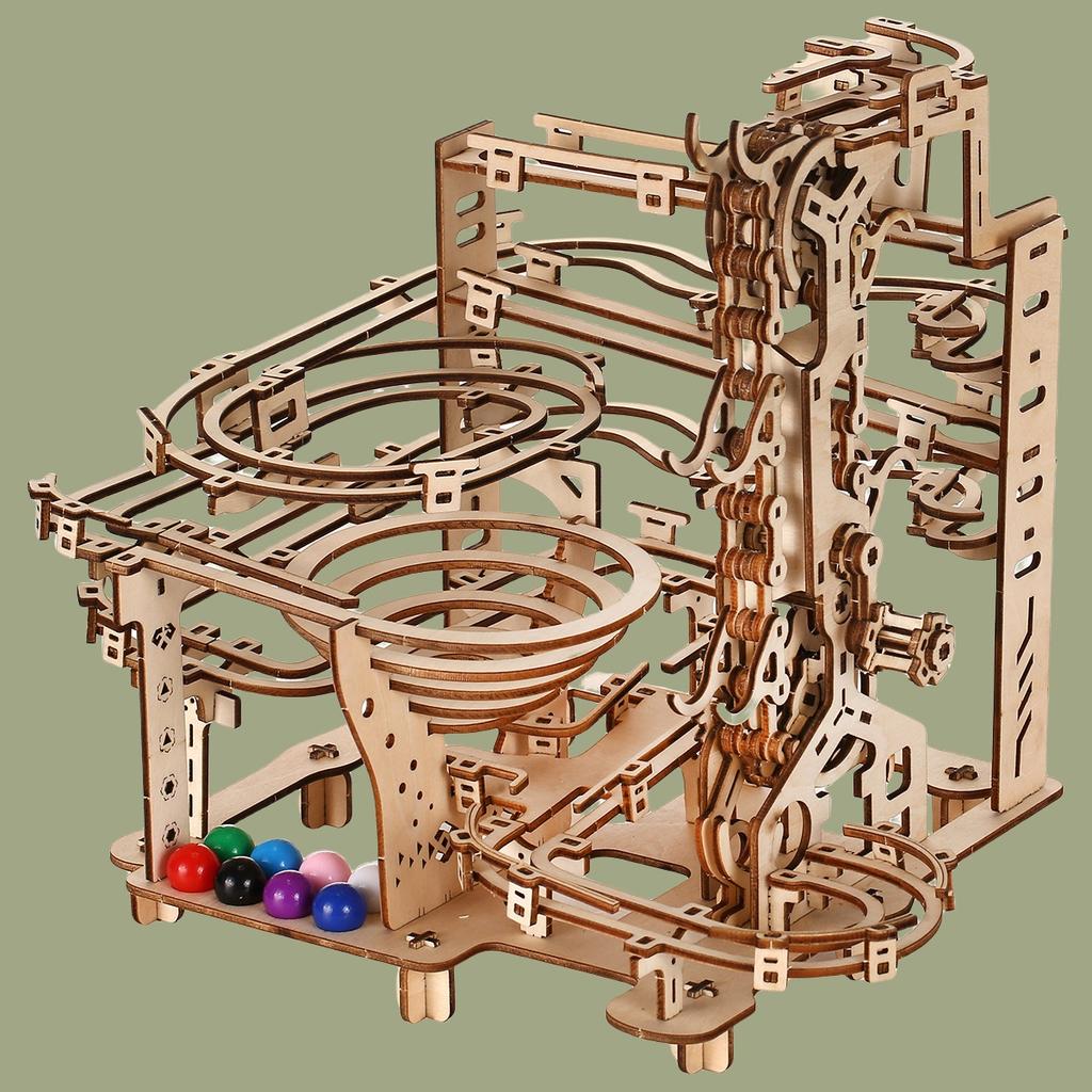 3D Wooden Puzzle] 3D Wooden Marble Run Model Kits Teaser Puzzle DIY Handmade Christmas Gift