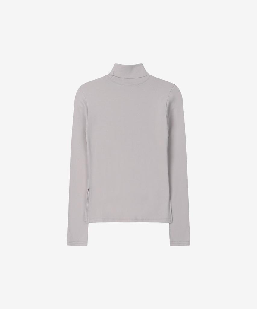 BASIKA Turtleneck Slit T-Shirt (Gray)