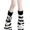 Gothic Women Leg Warmers Harajuku Punk Bone Skull Crosses Flared Knitted Foot Cover Winter Warm Long Socks Streetwe