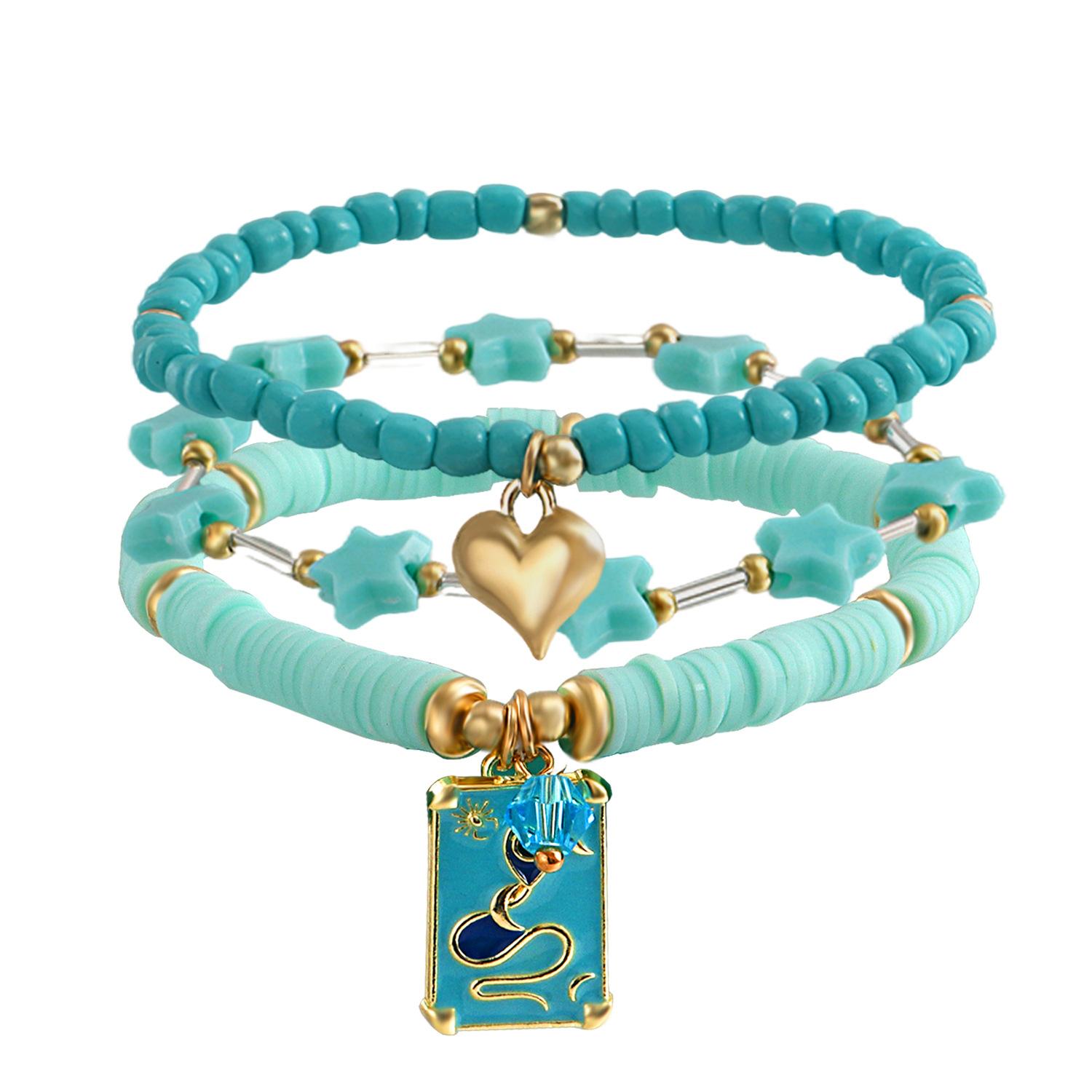 

European and American jewelry, bohemian white soft pottery rice bead bracelet set, female, niche design bracelet.