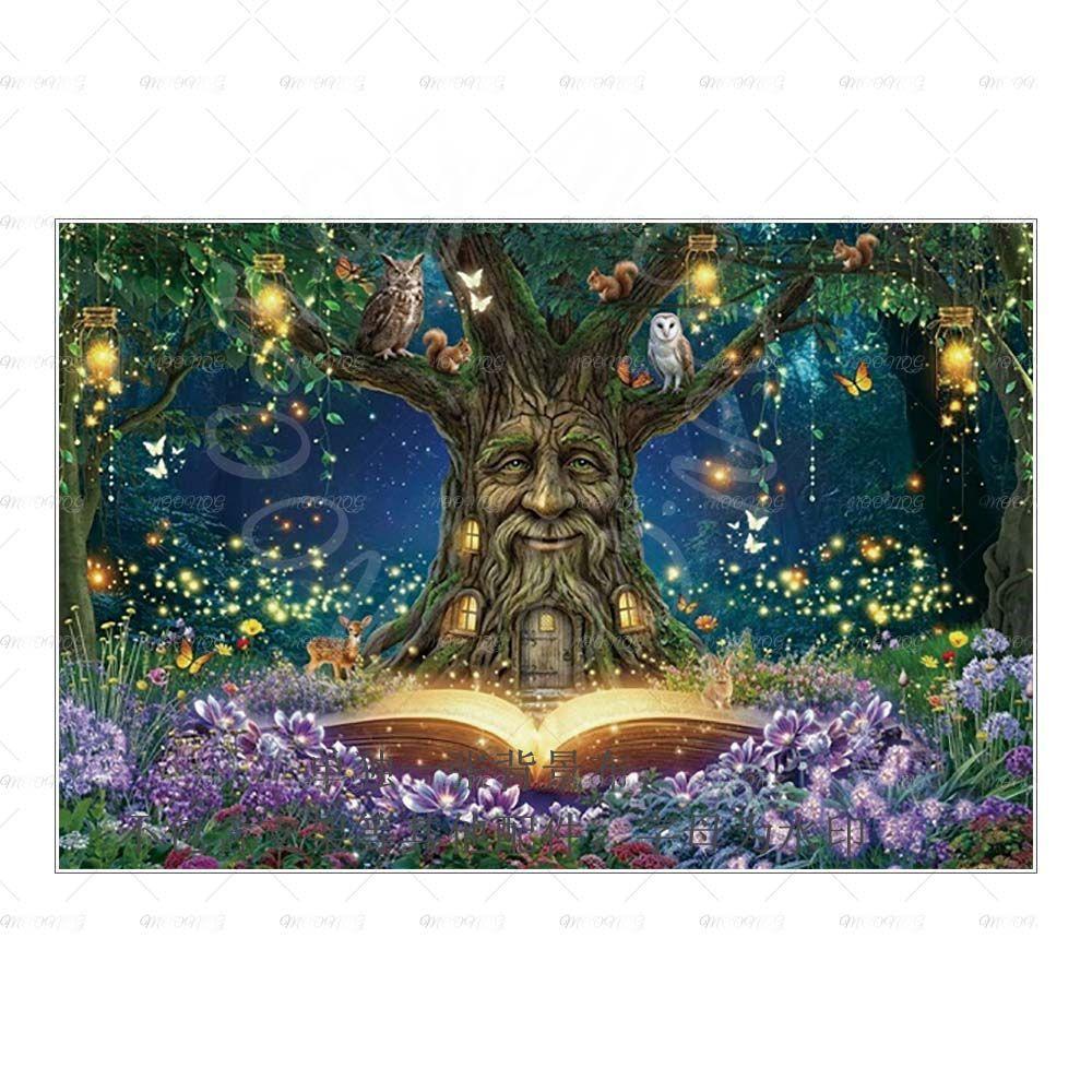 Dreamy Fairy Tale Forest Mushroom House Photography Background Cloth - Children's Birthday Party Decorative Wall Background