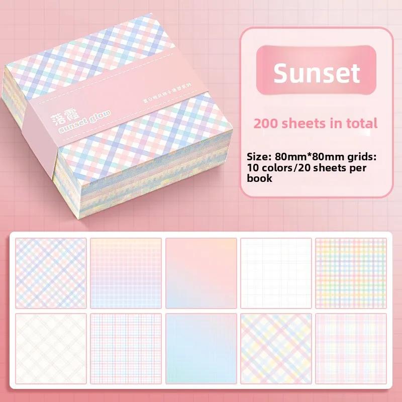 Simple Grid Square Notes Non-sticky Journal Diary Message Scrapbook Material Decorative Backing Paper Back To School  Memo Pad