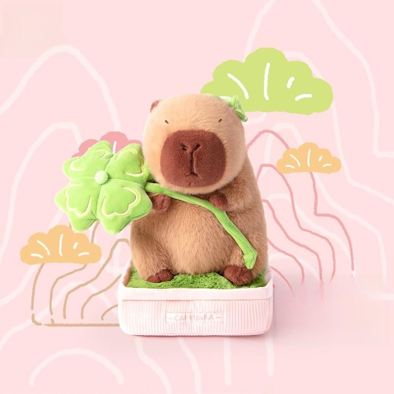 Capybara Plush Potted Toy Cute Soft Filled Doll Desktop Decoration Gift Holiday