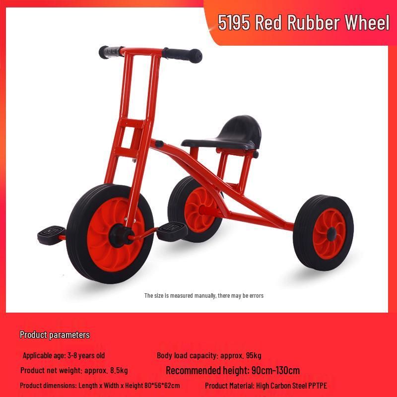 Children's Double Pedal Tricycle with Basket for Outdoor Play
