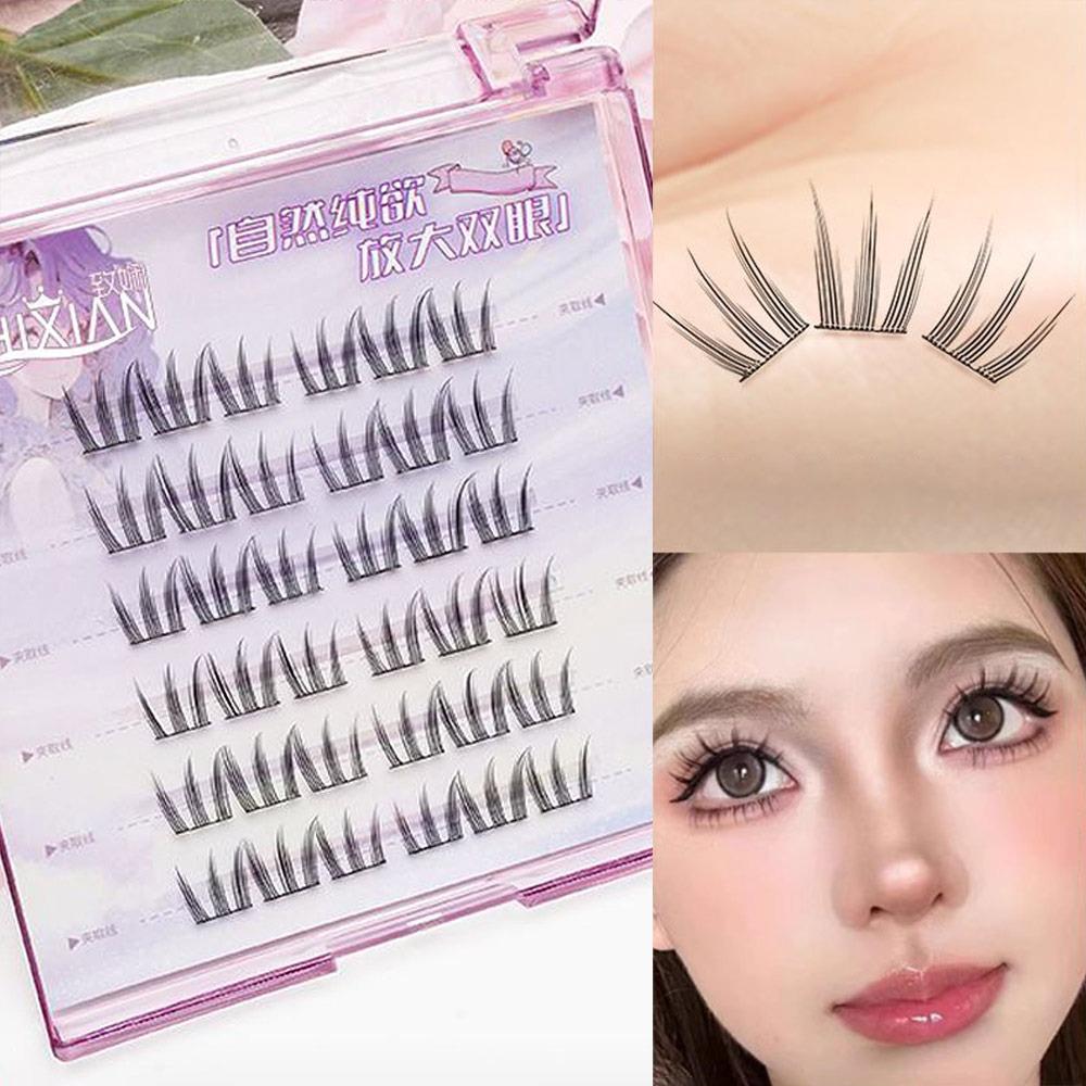Glue Free Manga Lashes With Jelly Glue Strips 3D False Eyelashes Cat Elf Eyelashes  Party Supplies