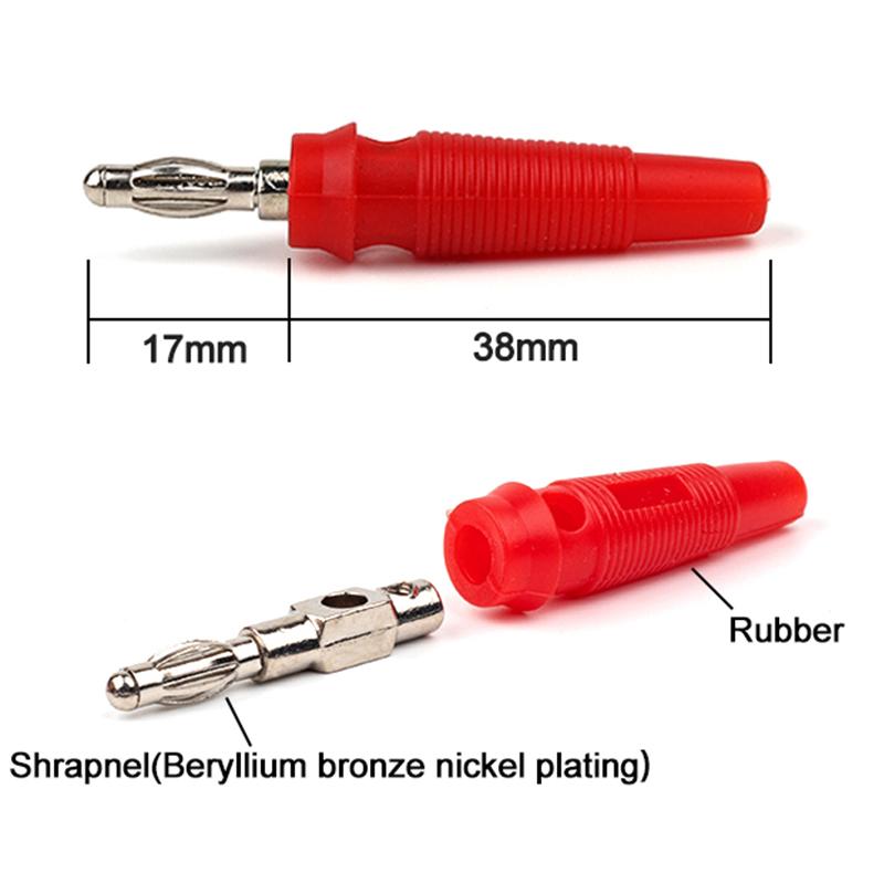 10PCS 5pairs 4mm Banana Plugs High Current Screw Type Banana Plug Male Connectors Adapters Red Black 32A