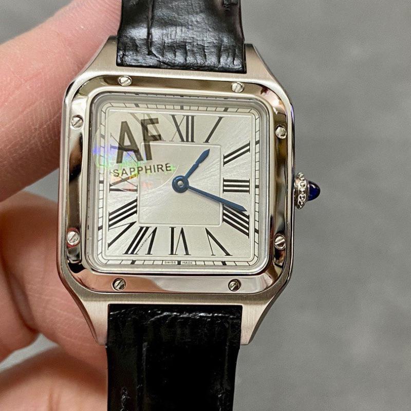 AF Dumont Ultra-dünne Römische Santos Quadratische Wasserdichte Quarz Echte Leder Partneruhr