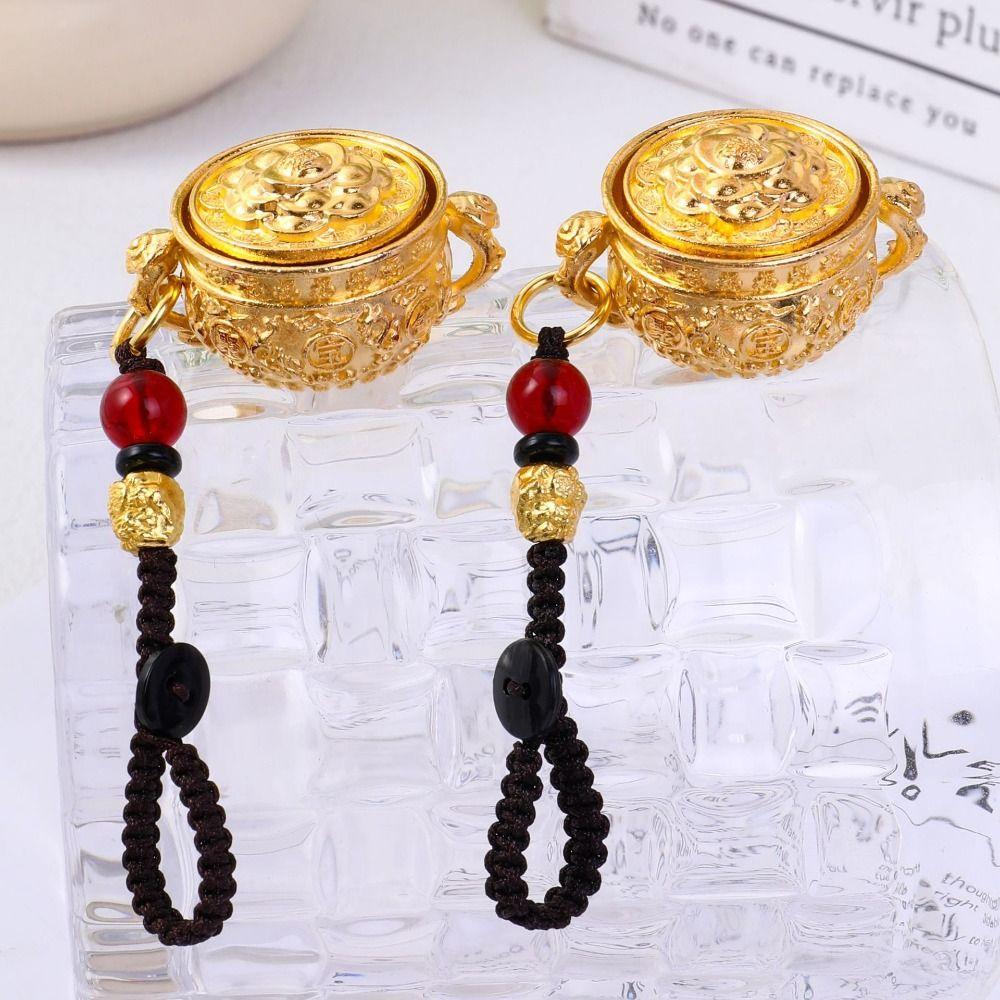 Copper Chinese Style Lucky Pendant Brass Coins Car Key Ring Backpack Decoration