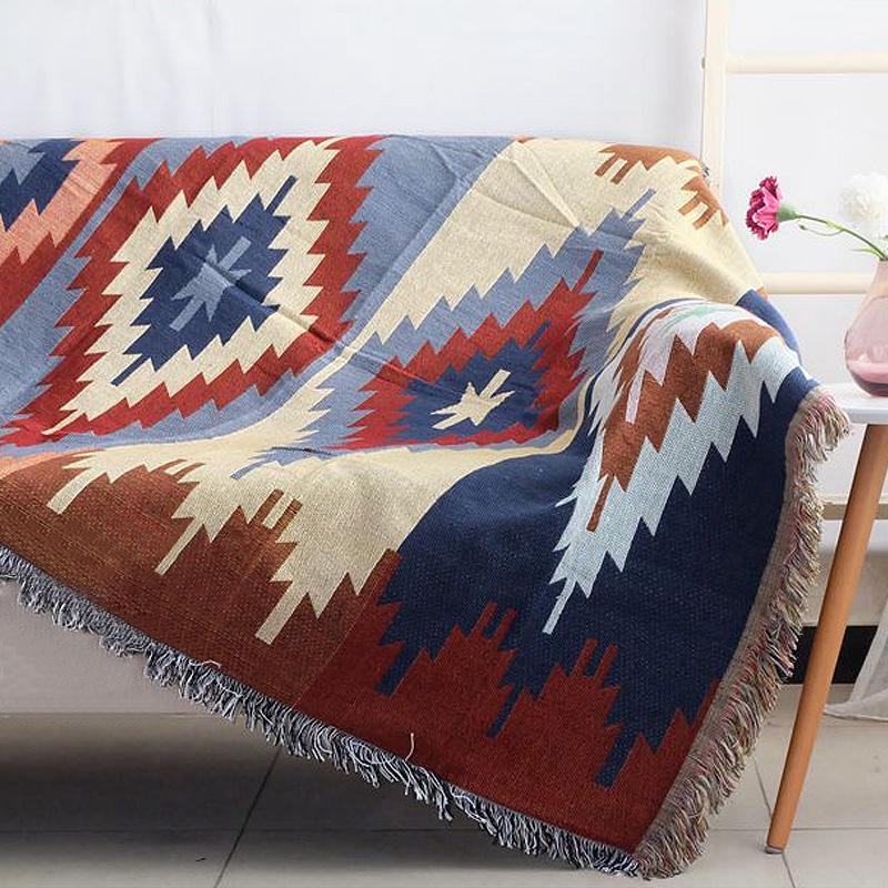 Bohemian Knitted Chair Lounge Blanket Bed Tapestry Bedspread Tablecloth Ethnic Women Outdoor Beach Sandy Towels