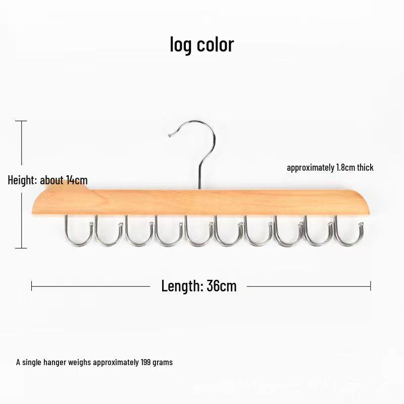 20-Hook Rotating Wooden Coat Rack & Hanger for Ties, Belts, Pants