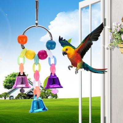 Haustier Vogel Glocke String Kette Papagei Biss Kauen Spielzeug hängende Käfig Dekoration