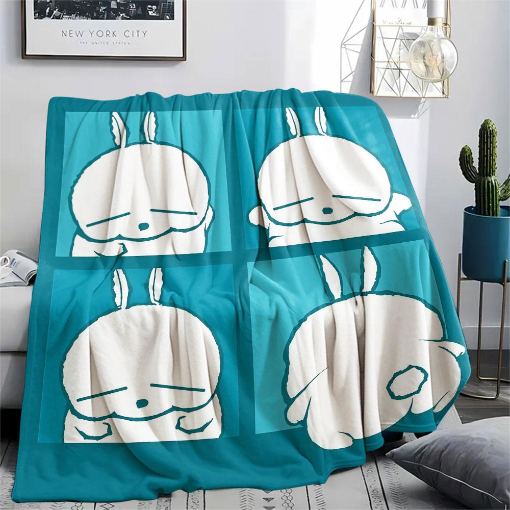 Mashimaro Cartoon Printed Flannel Blanket, soft throw for bedroom sofa, washable, Christmas present, great gift.