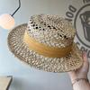 French Hepburn style salty grass woven retro straw hat women's spring summer straw woven big brim seaside vacation sun hat
