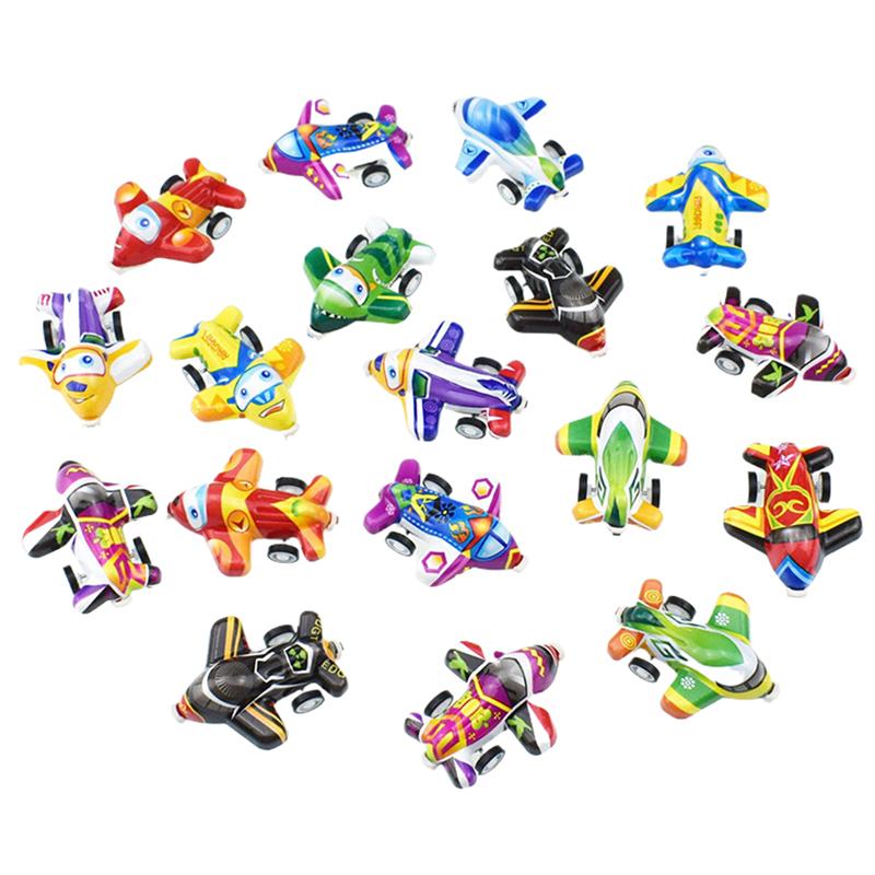 12Pcs Random Cartoon Colored Shell Planes Children Cute Plastic Pull Back Toys Kids Mini Plane Model Toy Gifts