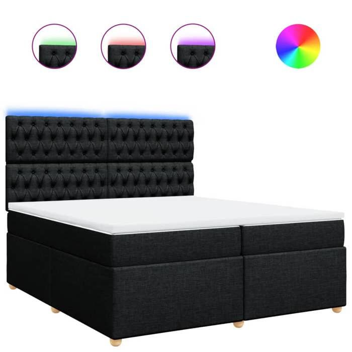 VidaXL Slatted Bed Base with Mattress Black 200x200 Cm Fabric 3293696