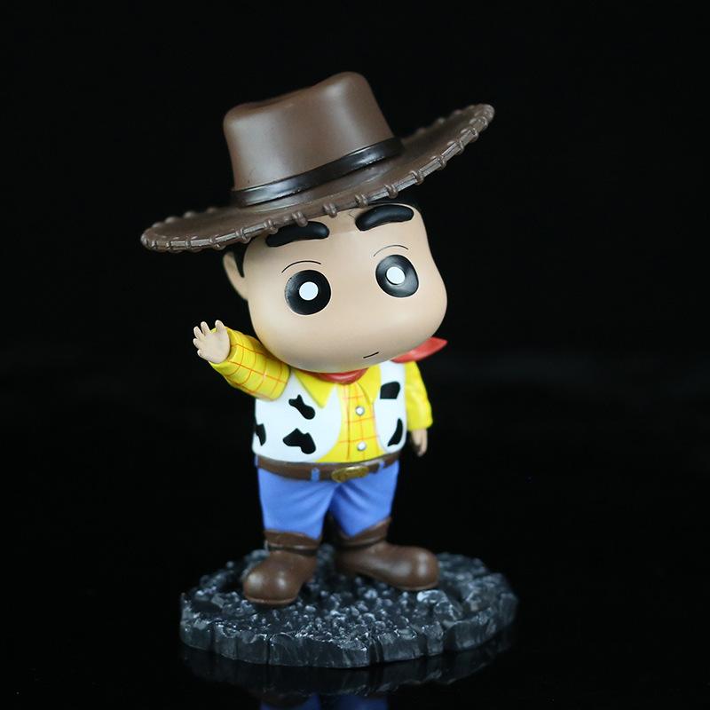 Nohara s fantasy, crayon Shin-chan, guitar Shin-chan, denim Shin-chan, red scarf model boxed figure.