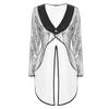 Womens Halloween Magician Dress Circus Tailcoat Jacket Sparkle Sequin Tuxedo Outerwear