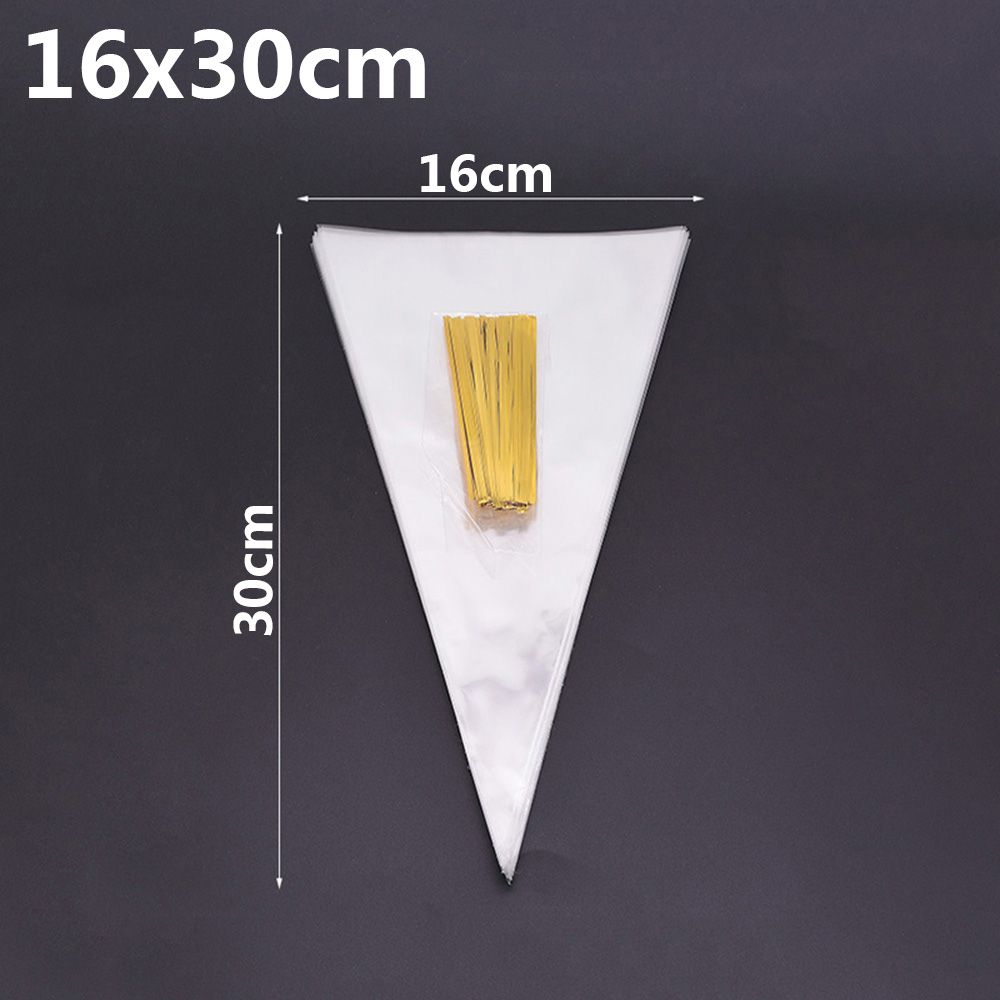 Celofan transparent Favor de petrecere Sigiliu Con Husă Pungă de bomboane din plastic Pachet transparent Buzunar pentru gustare