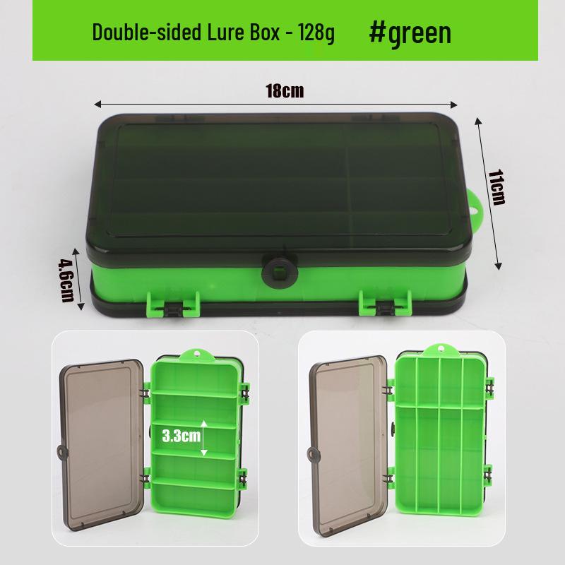 Double-Sided Fishing Lure Storage Box - Double-Layer for Minnows, Pencils, and Soft Baits зелёный
