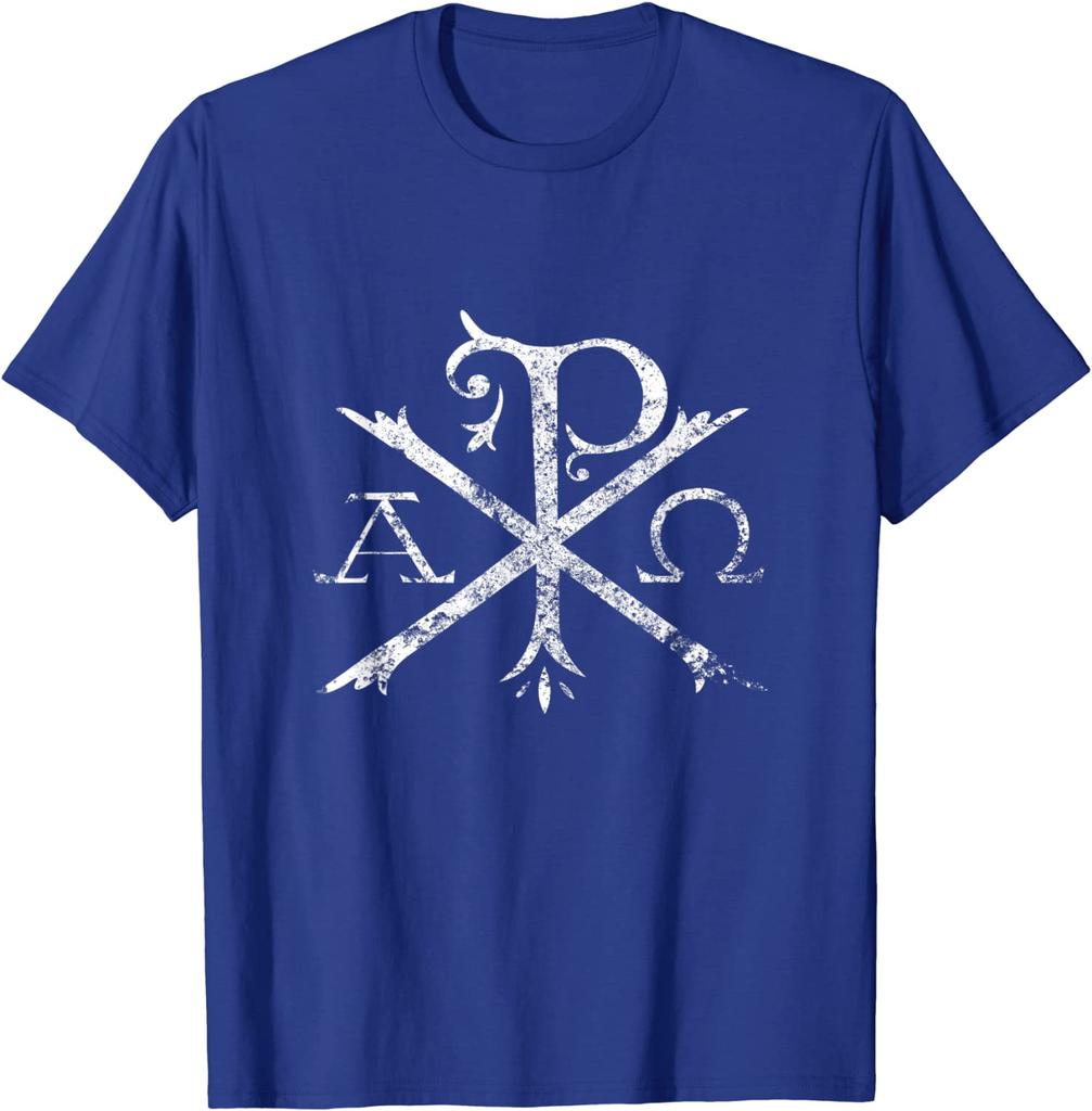 Christian Chi Rho Labarum Cristogramma Croce Fede T-shirt Estiva Cotone Girocollo Manica Corta Unisex T-shirt Nuova S3XL