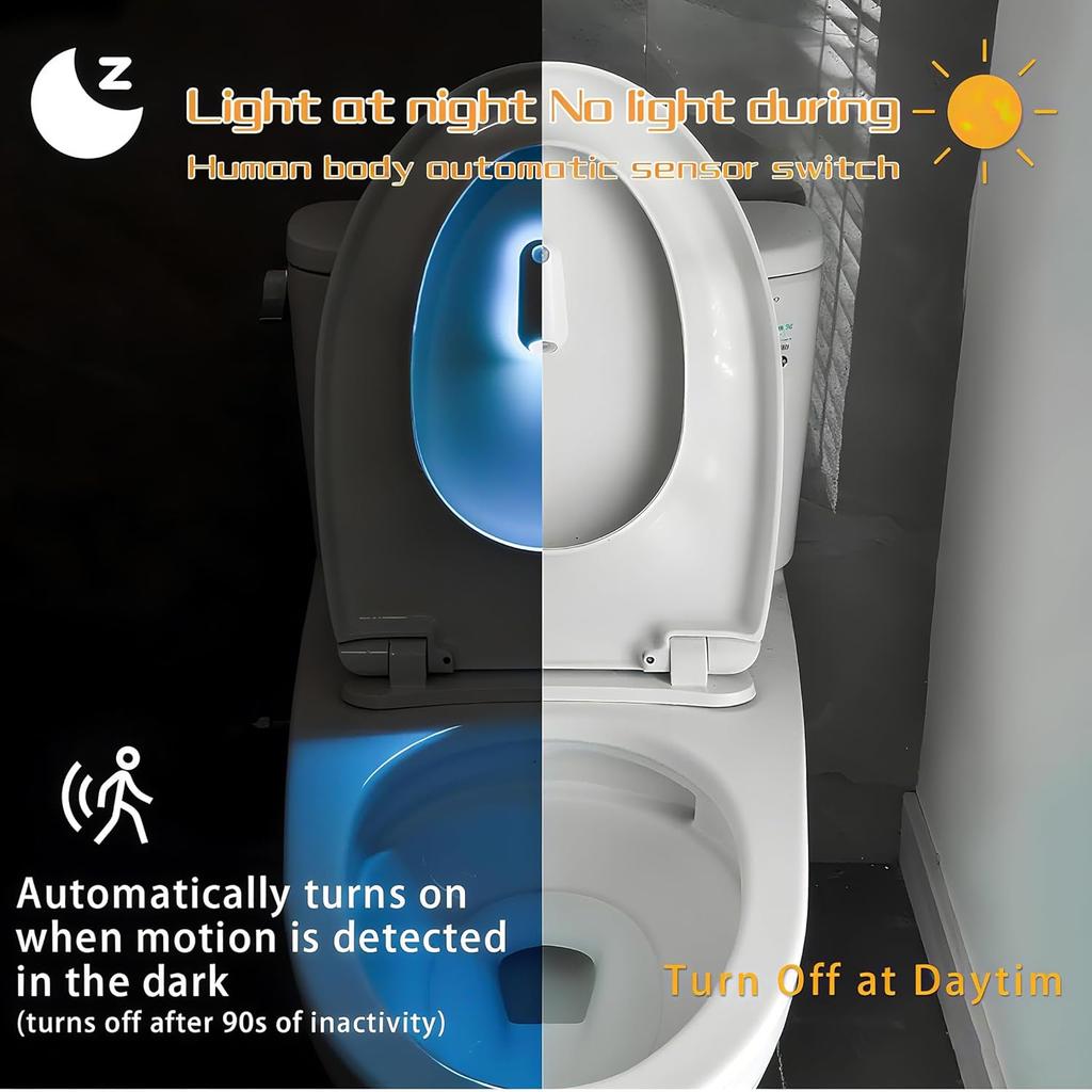 Toilet Night Light Motion Activated Sensor,USB Rechargeable RGB Toilet Bowl Light,Stick-On LED Nightlights for Bathroom,Valentine Day/Birthday Gifts