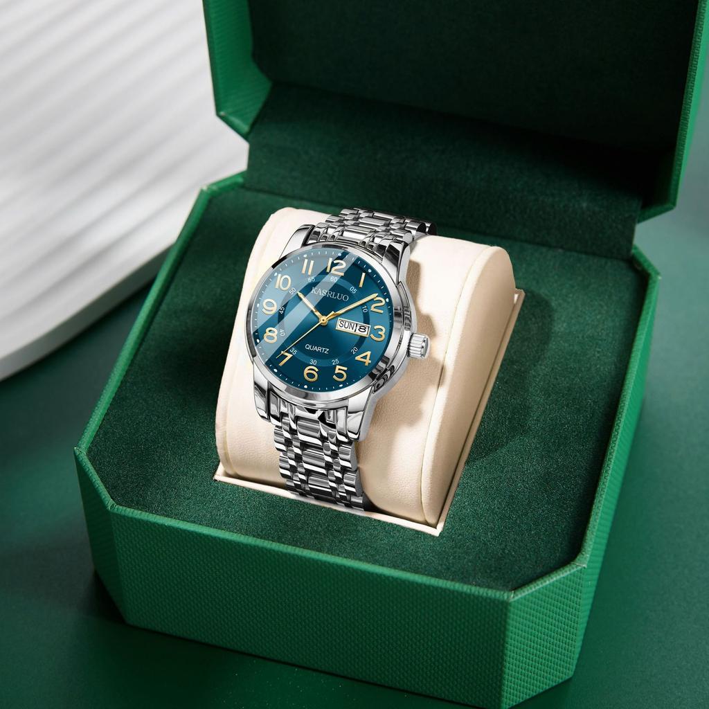 Men'S Watch Double Calendar Fashion Casual Business Simple High-End Quartz Watch