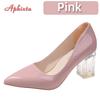 Fashion Aphixta 7cm High Heels Women Lady Orange Leather Pumps Female Wedding Green Transparent Shoes Drop Shipping Plus Size  30-50