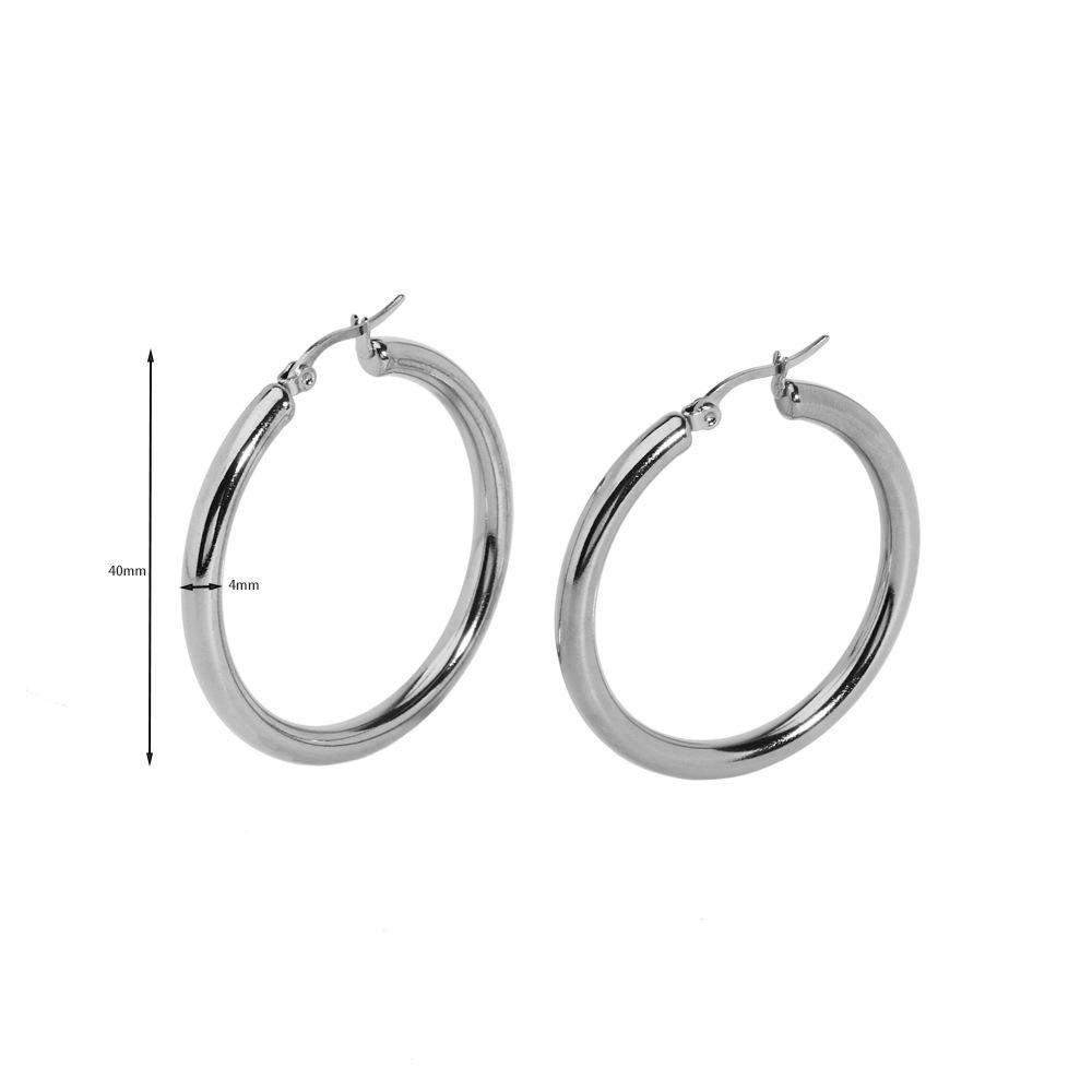 Gold Stainless Steel Fashion Small Big Circle Women Hoop Earrings Exaggerated Hoop Ear Loop 30/40/50mm  Earring Party Jewelry