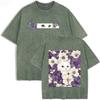 Double Sided Animal Pattern Print Vintage Washed T Shirt Oversized Cotton Aesthetic Kawaii Casual Short Sleeve Streetwear Tee