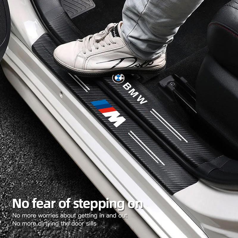 5/9Pcs Auto Door Sill Protective Strip PU Leather Stickes For BMW E46 E90 E60 F30 F10 E39 E36 F20 G20 G30 E92 E87 E91 X5 E70 F11 VM4