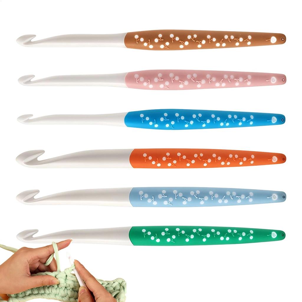 Crocheting Hook Non-Slip Hold Yarn Art 6 Pieces Ergonomic Crochet Hooks For Boys Girls Teens Adults Enthusiasts Mother Grandma