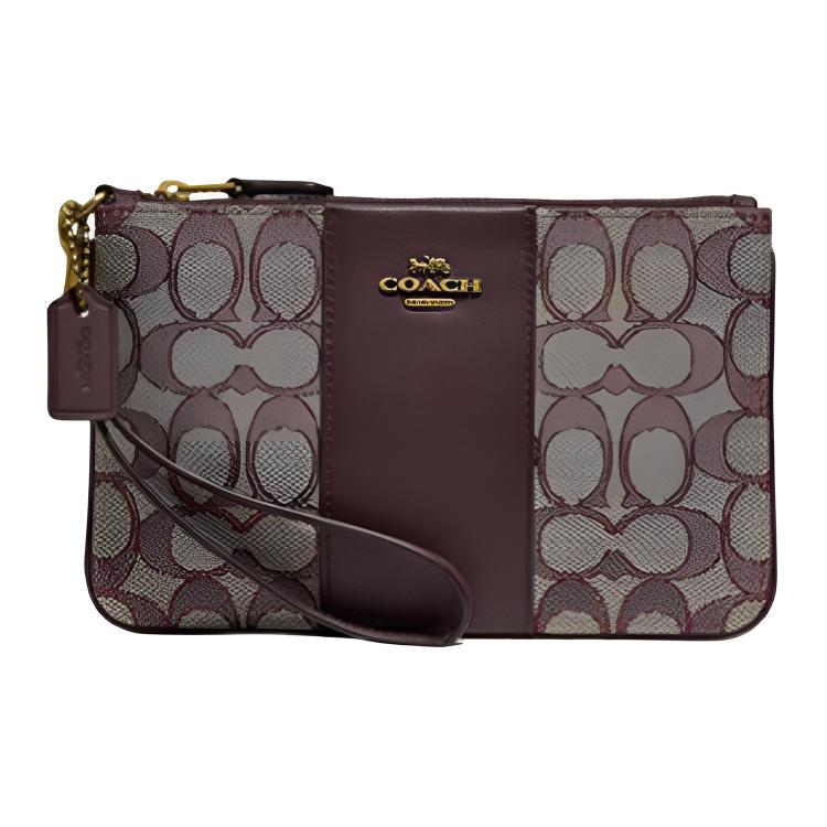 

Coach Wristlet 19 Monogram Zip Canvas Leather Clutch Small Women clutch Dark-Brown 5476-B4S0M Basic Set (Bag+Dust Bag)