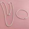 925 Silver 2mm Side Chain Necklace Set 7.5-32 Inch for Women Men Fashion Wedding Jewelry
