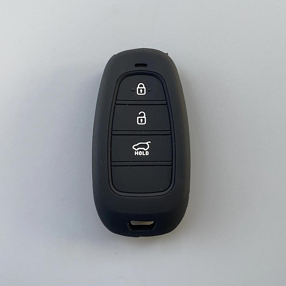 Silicone Car Key Case Cover for Hyundai Santa Fe Sonata Hybrid NEXO Tucson NX4 Solaris New Grand Car Key Chain Shell Accessories