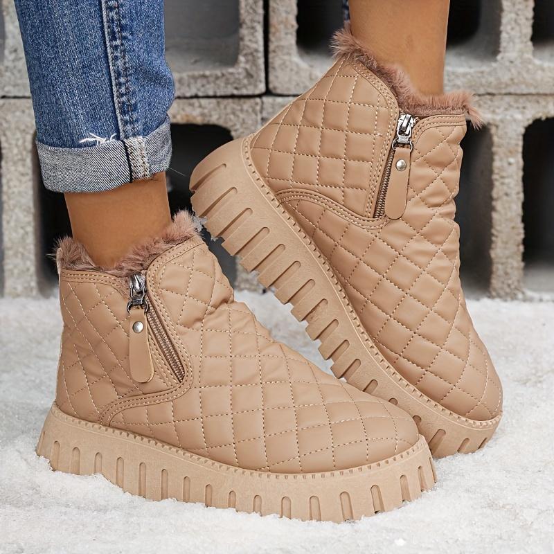 Varme snøstøvler for kvinner med fortykkede såler, høye ankelstøvler og fritidssko for vinteren.