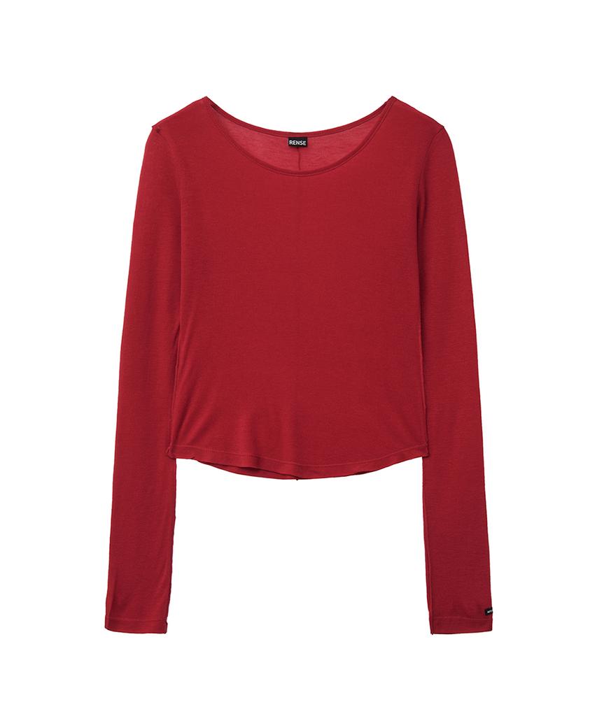 Lense Sheer Layered Long Sleeve Tee Red