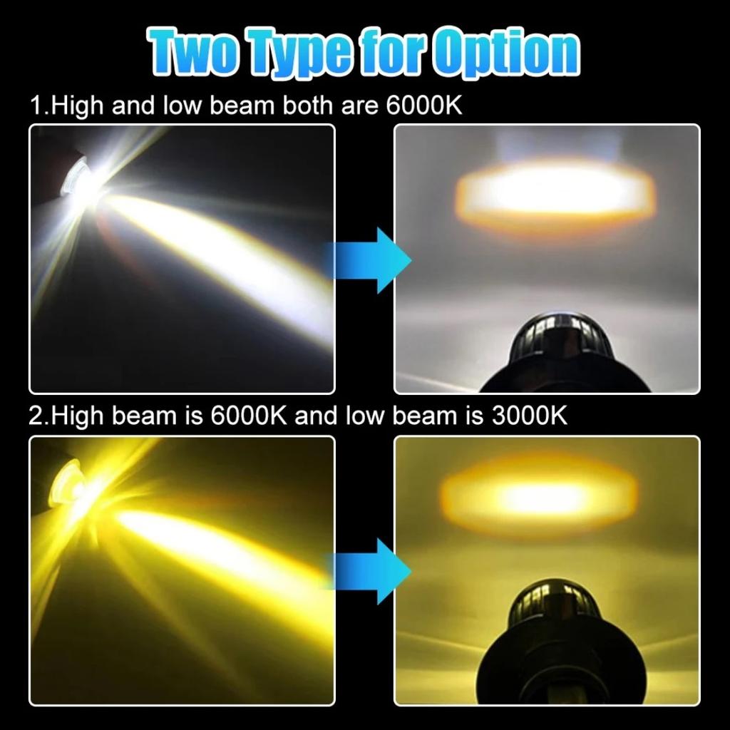 1pc H4 H6 BA20D LED Motorcycle Headlight Bulb Moto Spotlights CSP Lens White Yellow Hi Lo Lamp Scooter Accessories Fog Lights