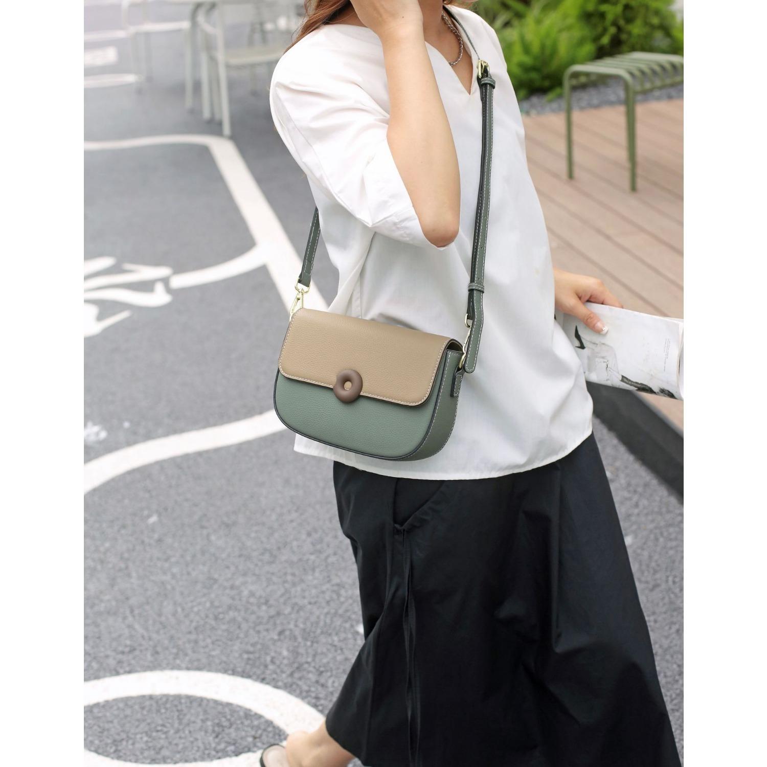 

Женская сумка через плечо из коровьей кожи, большая вместимость, женская модная простая сумка для покупок, практичная маленькая круглая сумка, мягкая кожа