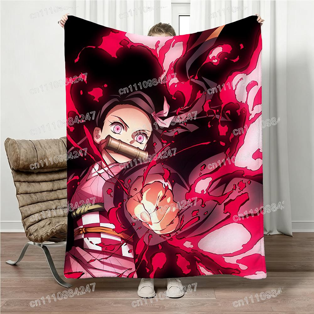 Demon Slayer Shinobu Kocho Blanket Anime Print Soft Throw Blanket Family Parent-child Nap Blanket for Bed Couch Office