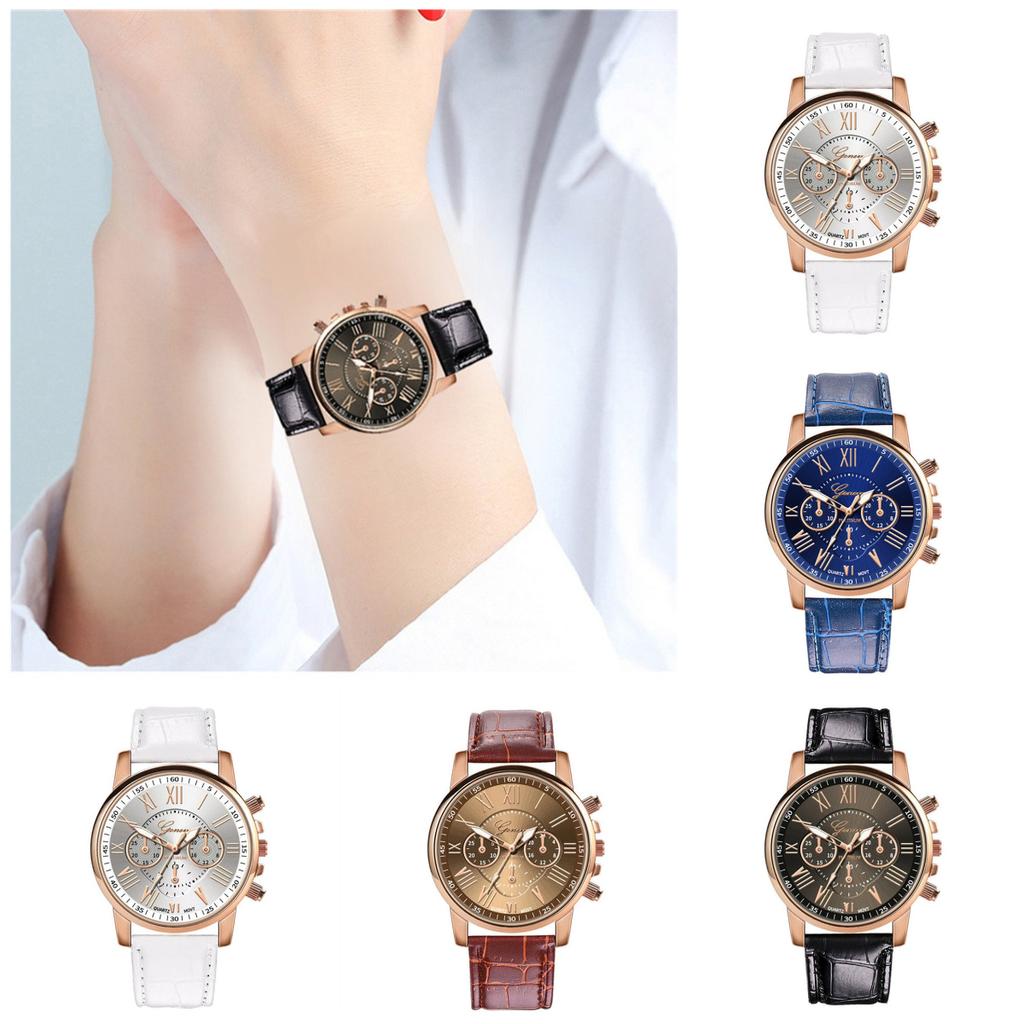 Women Leather Classic Quartz Watch Fashionable Wristwatch Accessory Gifts Girls