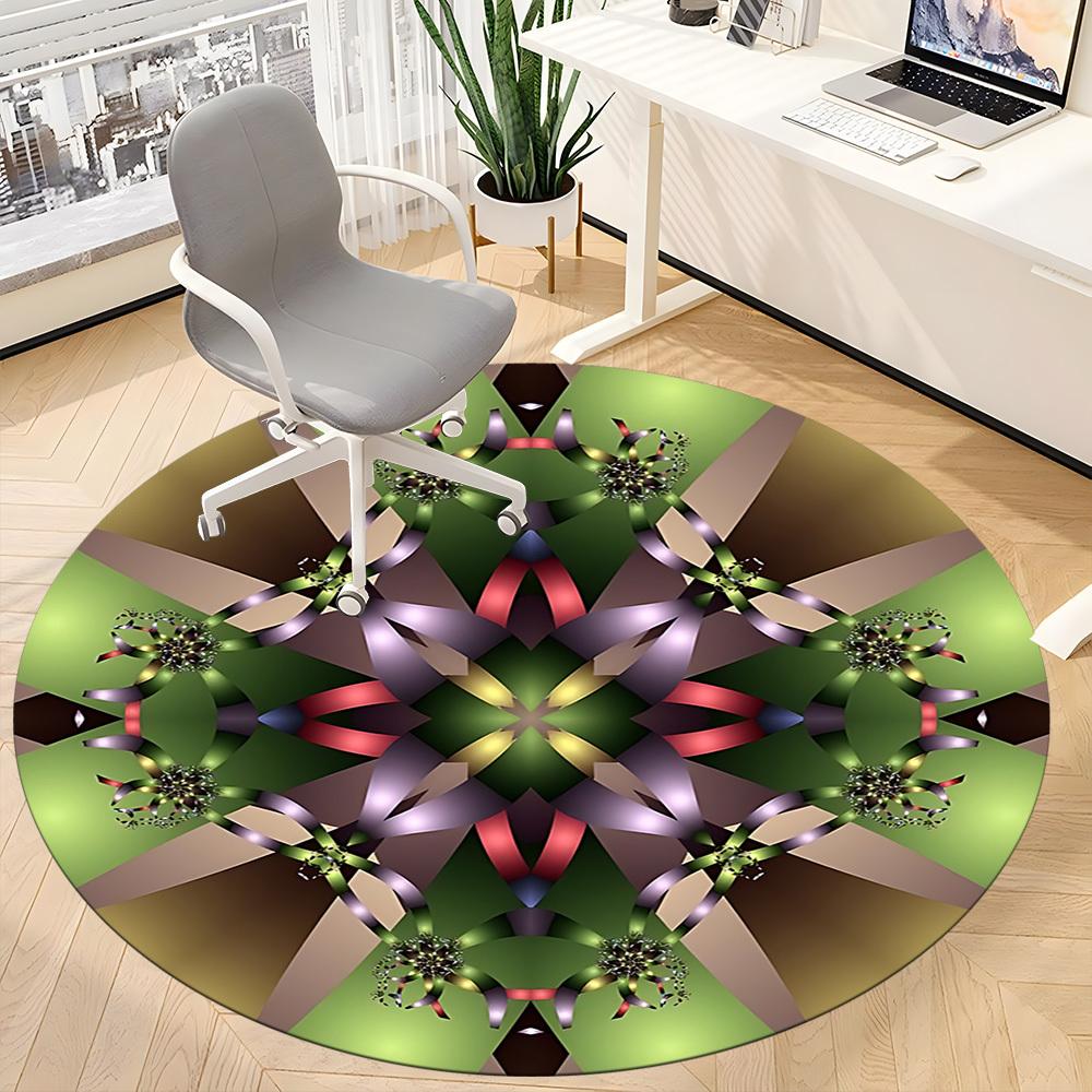 1pc Kaleidoscope PatternsChair Carpet for Office, Indoor Non-Slip Washable Polyester Fiber Carpet, Mat For Office, Machine Washable