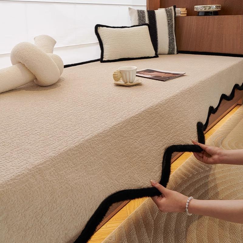 

Крем-ветер нескользящий мат для эркерного окна, коврик на подоконник 2025 новый всесезонный универсальный шенилл балкон спальня подушка для сиденья 70*90cm